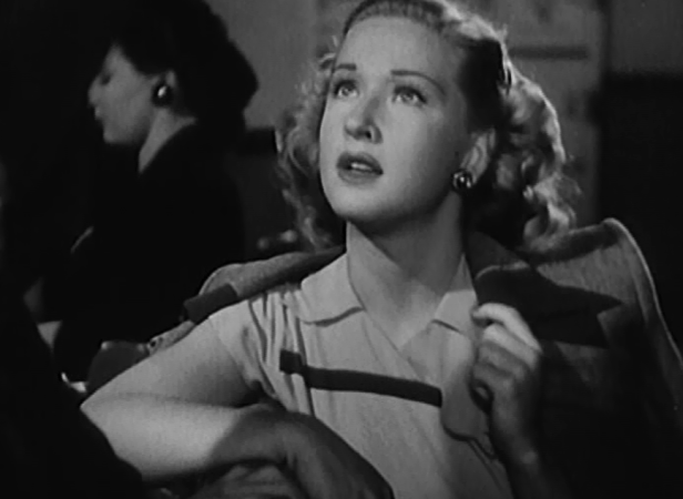 Bonita Granville as Dorothy Larson, who is visiting Hollywood from Minneapolis in search of her fiance (Screen capture by Lindsey for TMP)