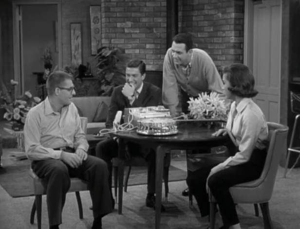 Rob gets the great idea to play a tap of Stacey's sleepwalking performance when Stacey is awake, so he'll realize how talented he is. (Screen capture by Lindsey for TMP)