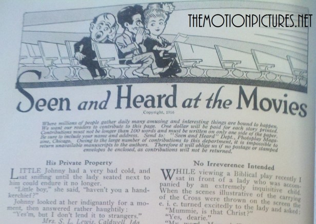 Fans could write in their theater-going experiences and have a chance at being published in Photoplay! From my collection; Photographed for TMP