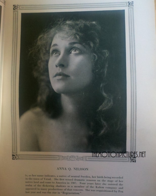 Anna Q. Nilssen's page from "Photoplayers In This Issue." From my collection; Photographed for TMP