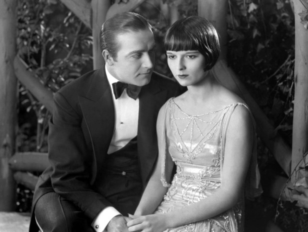 Louise Brooks with Hugh Huntley for A Social Celebrity, a film which Cora watches in a Witchita theater years after her journey with Louise. (Image via Doctor Macro)