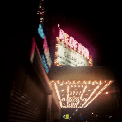 Obligatory marquee photograph, shaky because the people walking behind us were incredibly eager to mow us down and get to the door first. I couldn't stop walking without being trampled, haha.