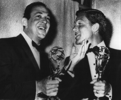 Jerry Paris with Dick Van Dyke at the 1964 Emmy Awards, where Jerry won for "Outstanding Directorial Achievement in a Comedy" (Image via always-fair-weather.tumblr.com)