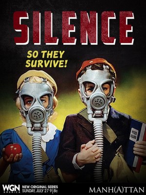 A World War II-style propaganda poster created in promotion of Manhattan (Image via wgnamerica.com)