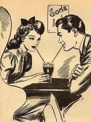 Give me adorable couples sharing beverages or give me death! ...Okay, that was a little overdramatic. But I love romantic films. (Image via Pinterest)