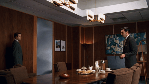 Pete: "He didn't like the idea." Don: "Someone hadn't prepared him to like the idea, an idea he was extremely enthusaistic about three months ago." Pete: "I'm sorry I didn't lower his expectations enough." Don: "You do your job. Take him sailing, get him in a bathing suit. Leave the ideas to me." Pete: "I have ideas." Don: "I'm sure you do. Sterling Cooper has more failed artists and intellectuals than the Third Reich."