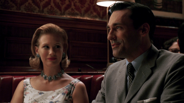 Don: "I can't tell you about my childhood. It'll ruin the first half of my novel." Betty: "Dont doesn't like to talk about himself. I know better than to ask." Roger: "An ad man who doesn't like to talk about himself? I think I might cry." Don: "its not that interesting a story. Just think of me as moses: I was a baby in a basket."