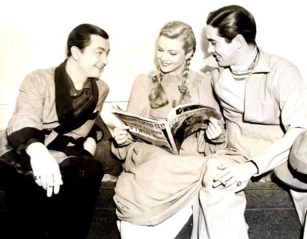 Robert Young on set with co-star Annabella and her off-screen husband, Tyrone Power. (Image via Jack Samuels on Flickr)