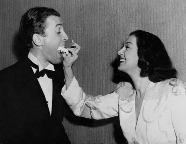 Jimmy and Roz goof around on set of No Time for Comedy (Image via RozRussell.com)